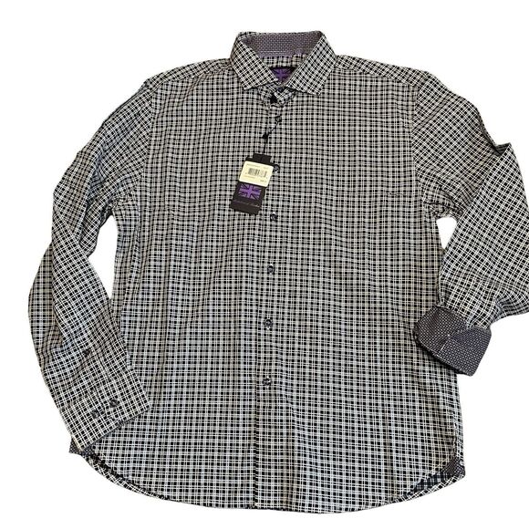Michelson Other - Michelsons London Dress Shirt Men's Large Navy Twill Check Long-Sleeve Contrast